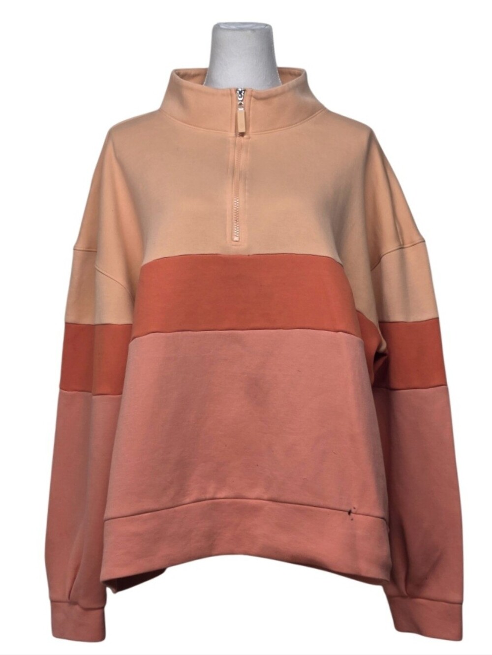 Nuuly x Addison Bay Peach & Coral Colorblock Half-Zip Sweatshirt Size 1X